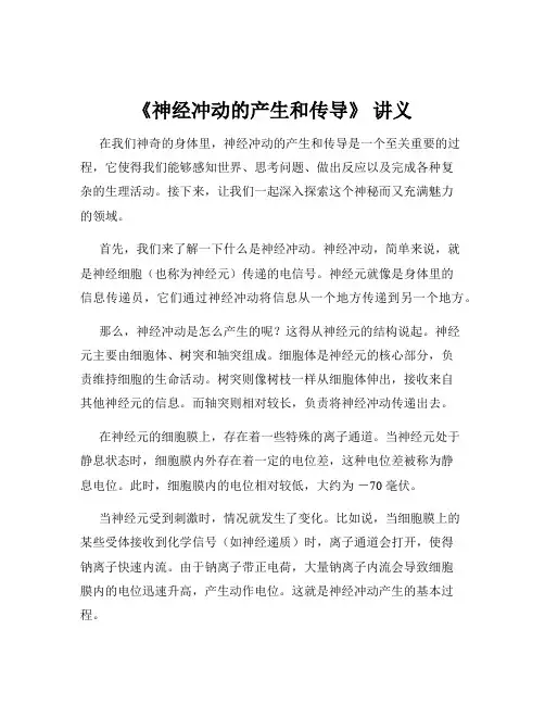 《神经冲动的产生和传导》 讲义