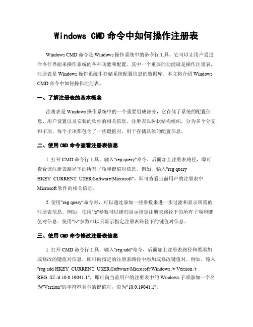Windows CMD命令中如何操作注册表
