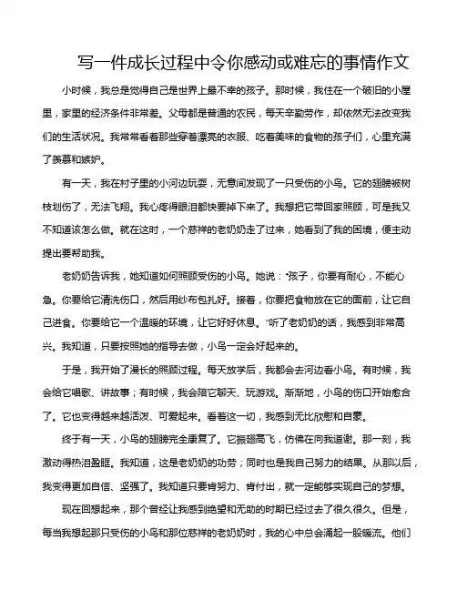 写一件成长过程中令你感动或难忘的事情作文
