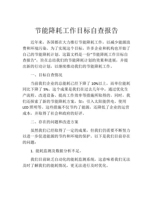 节能降耗工作目标自查报告