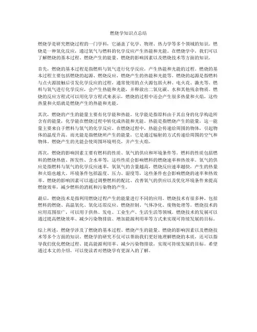 燃烧学知识点总结