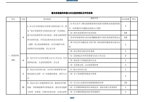 检验科质量与安全监控指标及评价标准