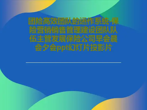 团险高效团队的运作系统-保险营销销售管理建设团队队伍主管发展保险公司早会晨会夕会ppt幻灯片投影片P