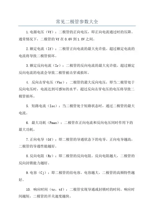 常见二极管参数大全