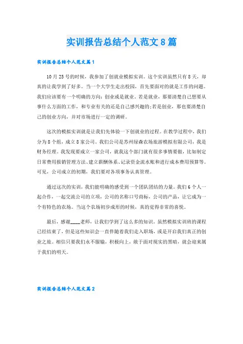 实训报告总结个人范文8篇