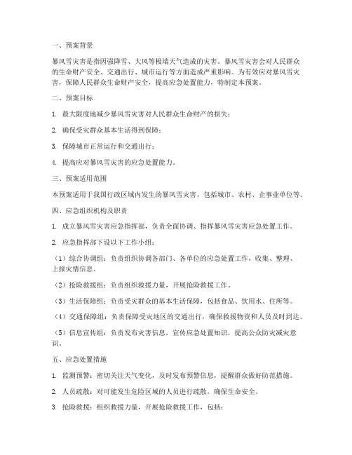 暴风雪灾害应急预案
