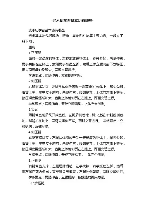 武术初学者基本功有哪些
