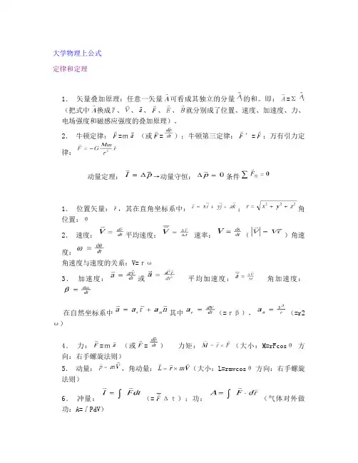 大学物理公式总结