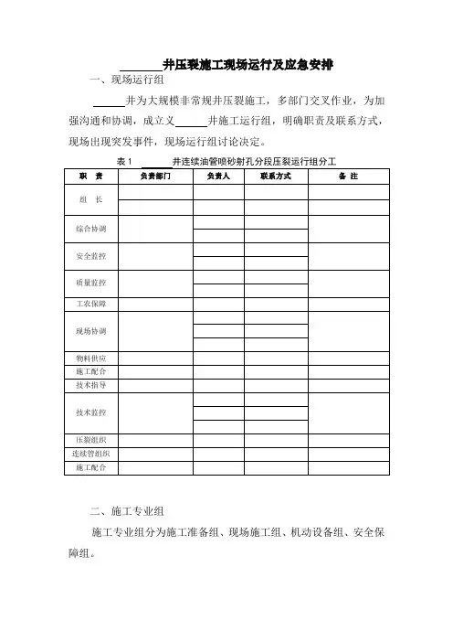 压裂现场运行及应急预案
