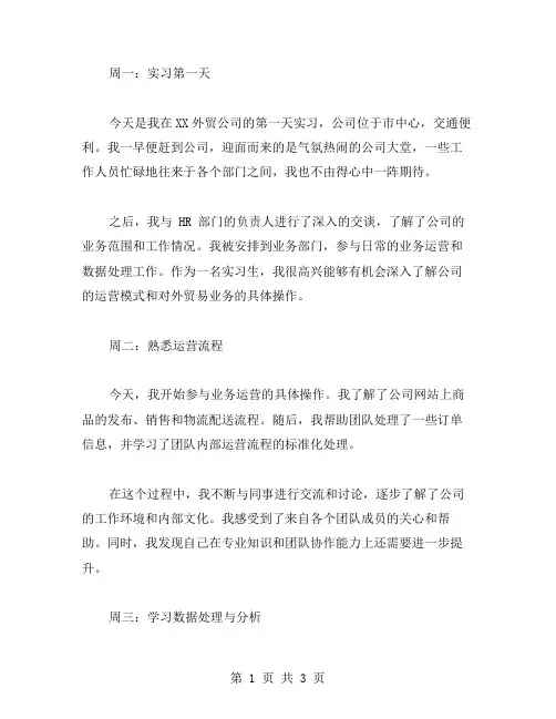 大学生在外贸公司实习的实习周记范文