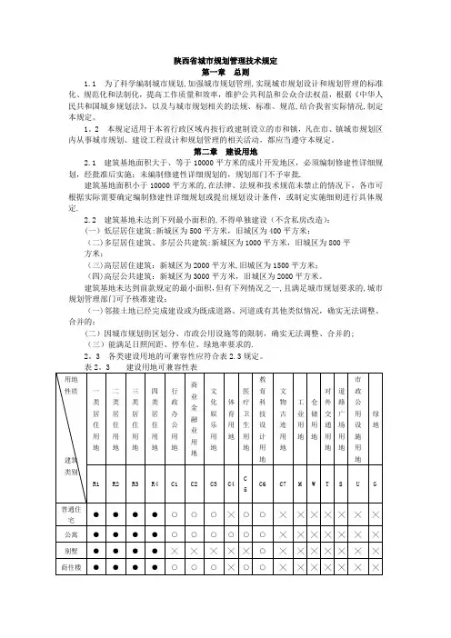 陕西省城市规划管理技术规定