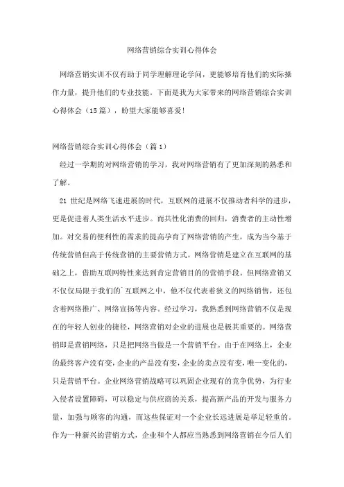 网络营销综合实训心得体会