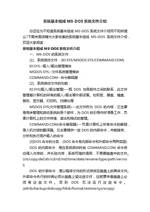 系统基本组成MS-DOS系统文件介绍