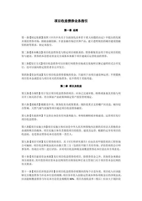 项目收益债指引