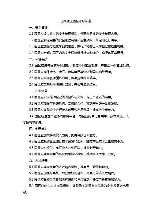 山东化工园区考核标准