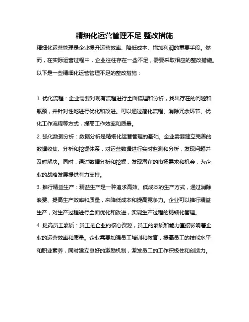精细化运营管理不足 整改措施