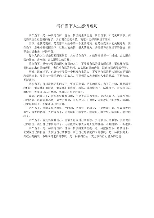 活在当下人生感悟短句