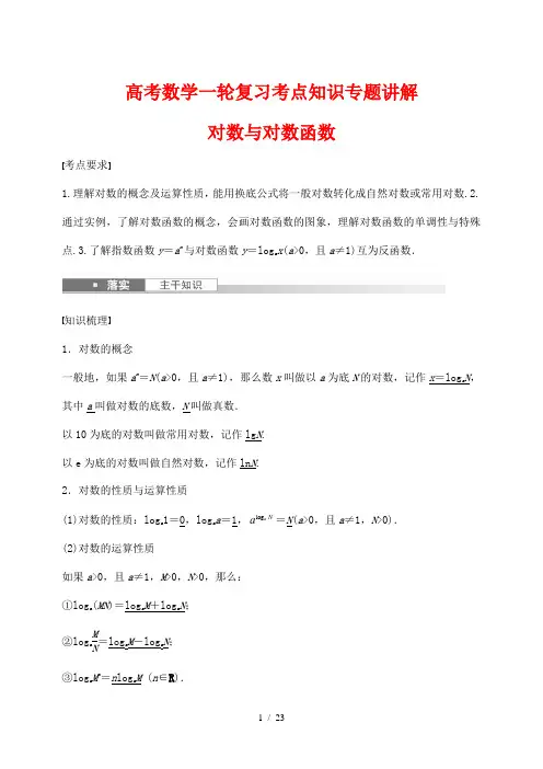高考数学一轮复习考点知识专题讲解9---对数与对数函数