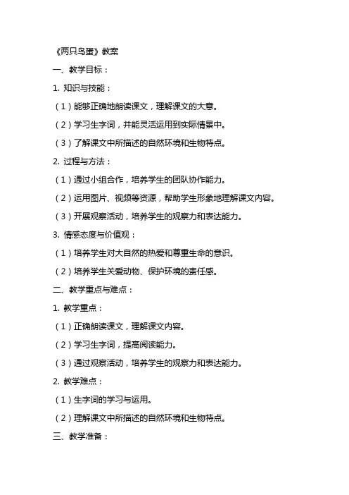 《两只鸟蛋》教案