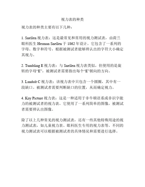 视力表的种类