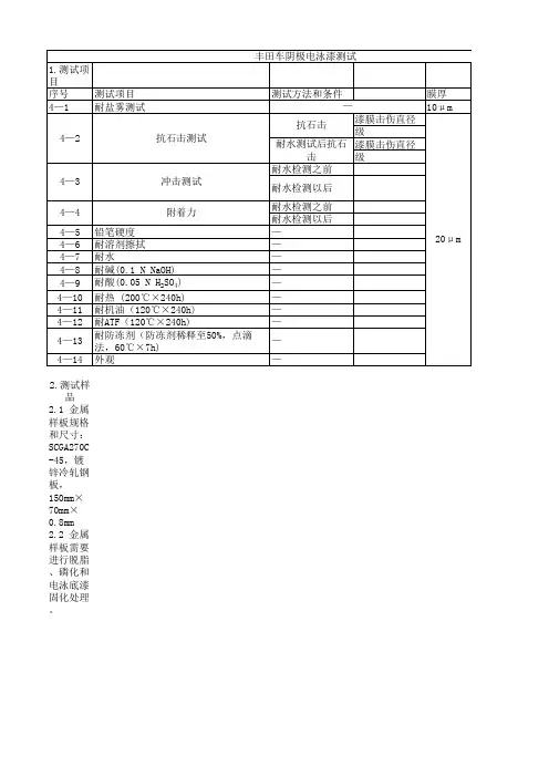 丰田车阴极电泳漆测试