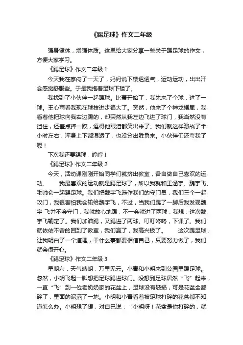 《踢足球》作文二年级