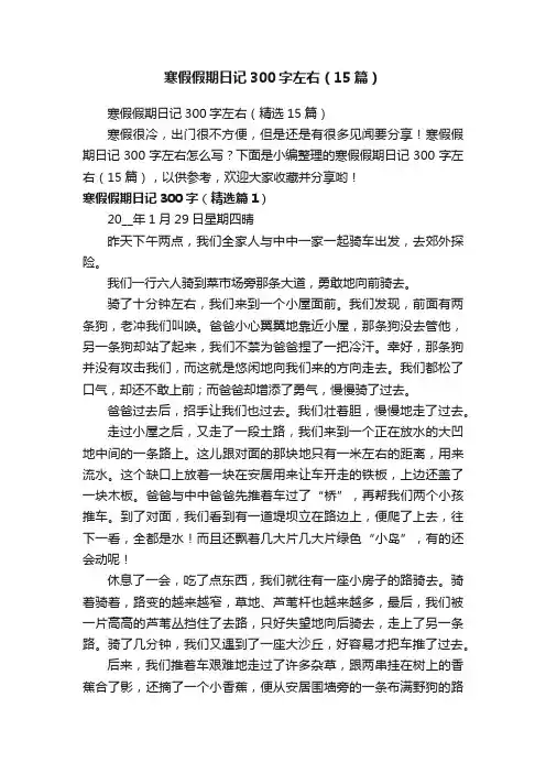 寒假假期日记300字左右（15篇）