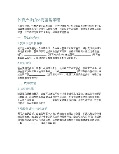 体育产业的体育营销策略