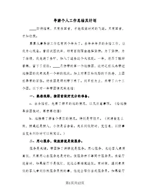 导游个人工作总结及计划(四篇)