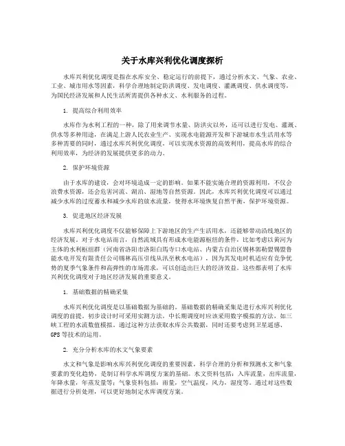 关于水库兴利优化调度探析