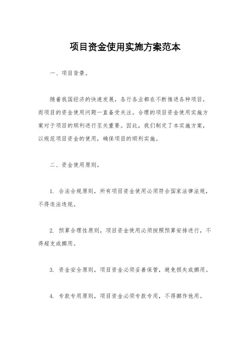 项目资金使用实施方案范本