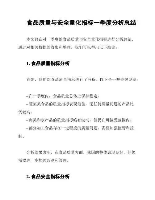 食品质量与安全量化指标一季度分析总结