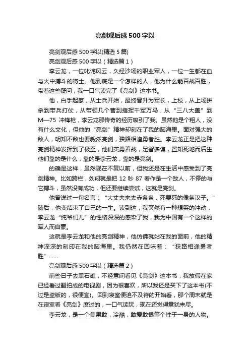 亮剑观后感500字以