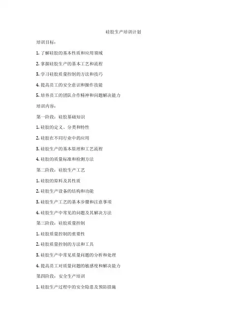 硅胶生产培训计划