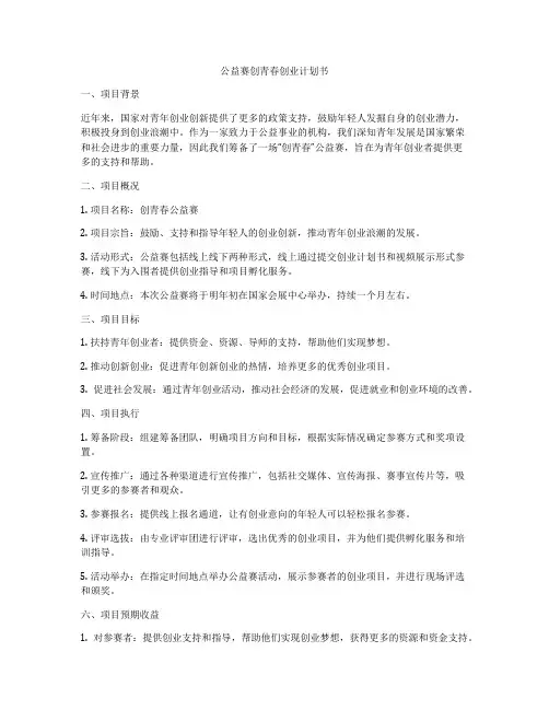 公益赛创青春创业计划书