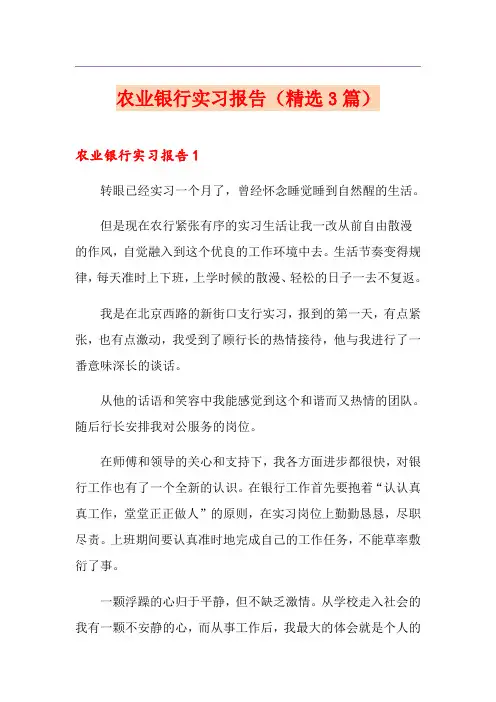 农业银行实习报告(精选3篇)