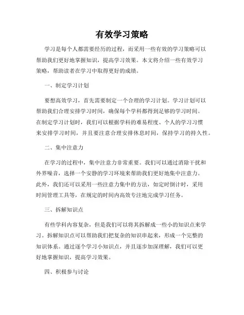 有效学习策略