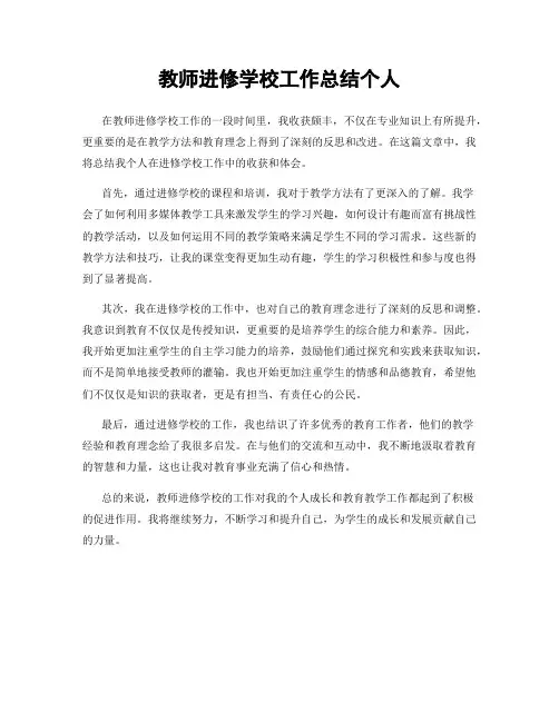 教师进修学校工作总结个人