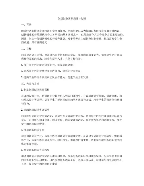 创新创业素养提升计划书