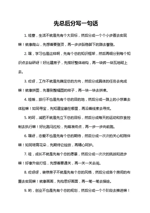 先总后分写一句话
