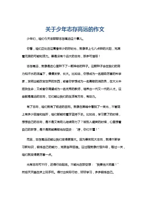 关于少年志存高远的作文