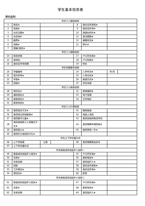 学生信息采集表、指标解释及填报说明1