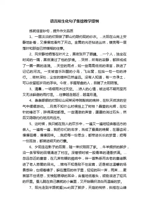语言陌生化句子集锦教学提纲