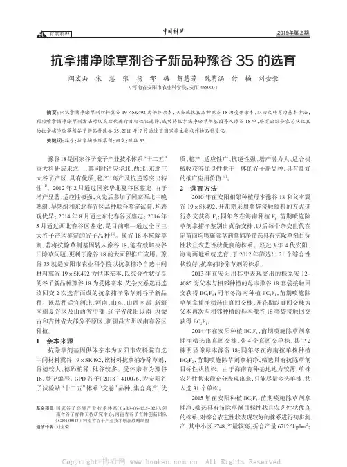 抗拿捕净除草剂谷子新品种豫谷35 的选育