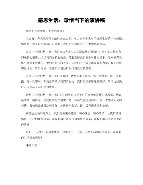 感恩生活：珍惜当下的演讲稿