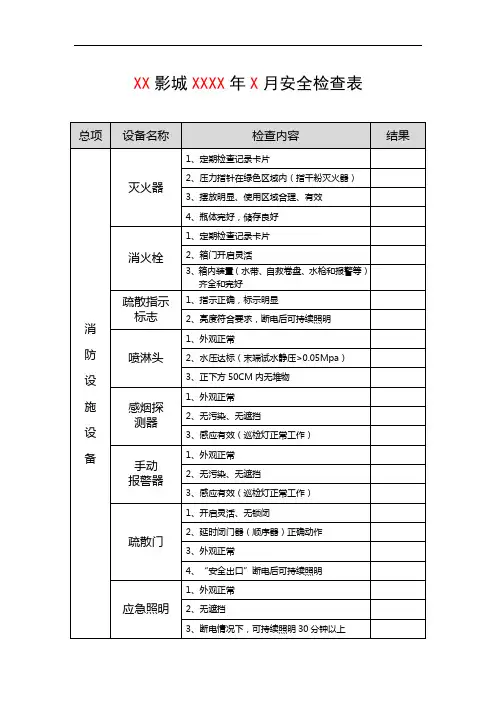 影城每月安全检查表