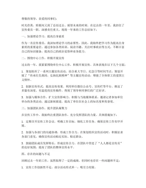宣传委员年度总结范文