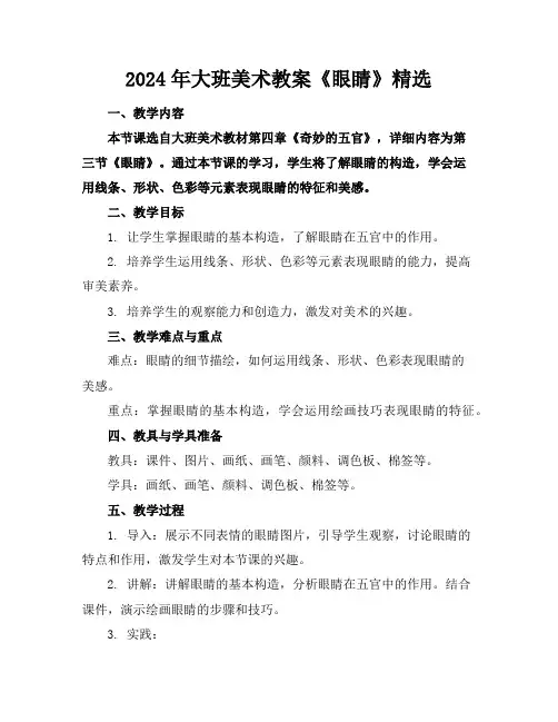 2024年大班美术教案《眼睛》精选