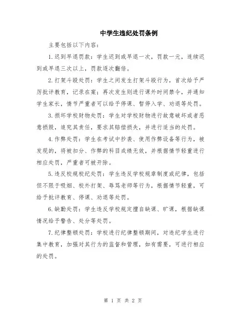 中学生违纪处罚条例