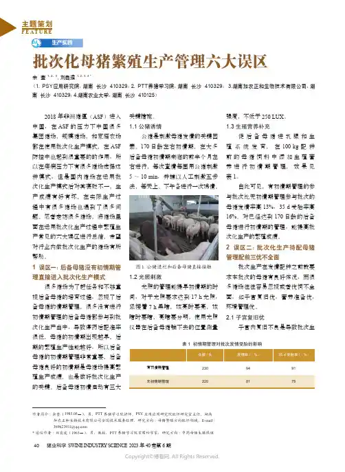 批次化母猪繁殖生产管理六大误区